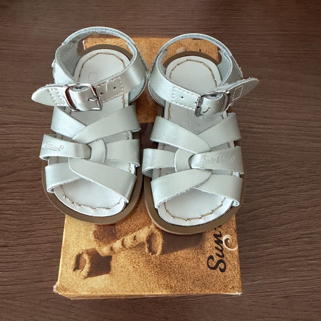 SALT WATER Sandals in Silver (Size 4) (Category: Babies & Kids Fashion) located in Quezon City. Submitted by antler. (Listing ID 1423751339, Image 1). Description: .