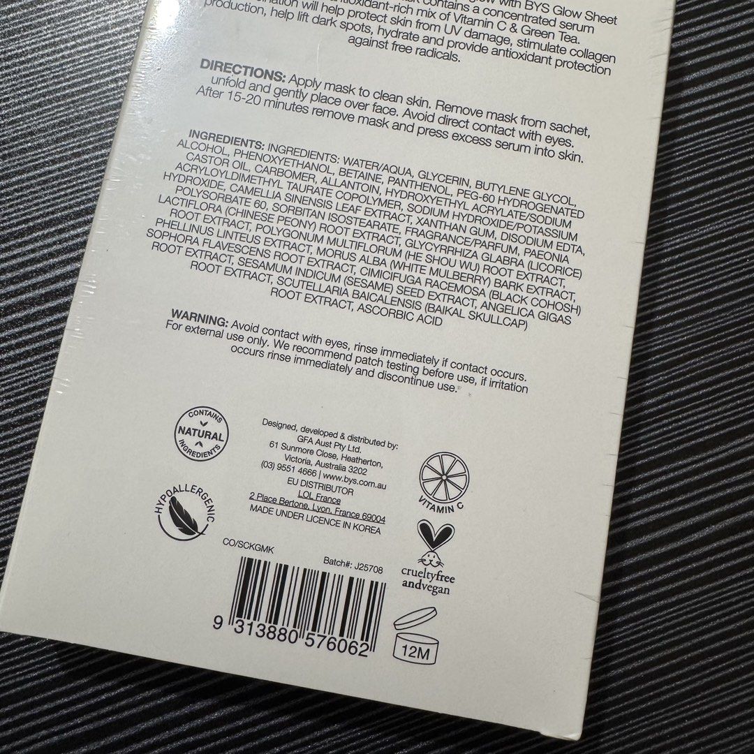 Skin by BYS Glow Sheet Mask (Category: Face Care) located in Tuba. Submitted by rawr.club (Listing ID 1423665253, Image 3). Description: Sealed Brand New! Shipping via J&T.