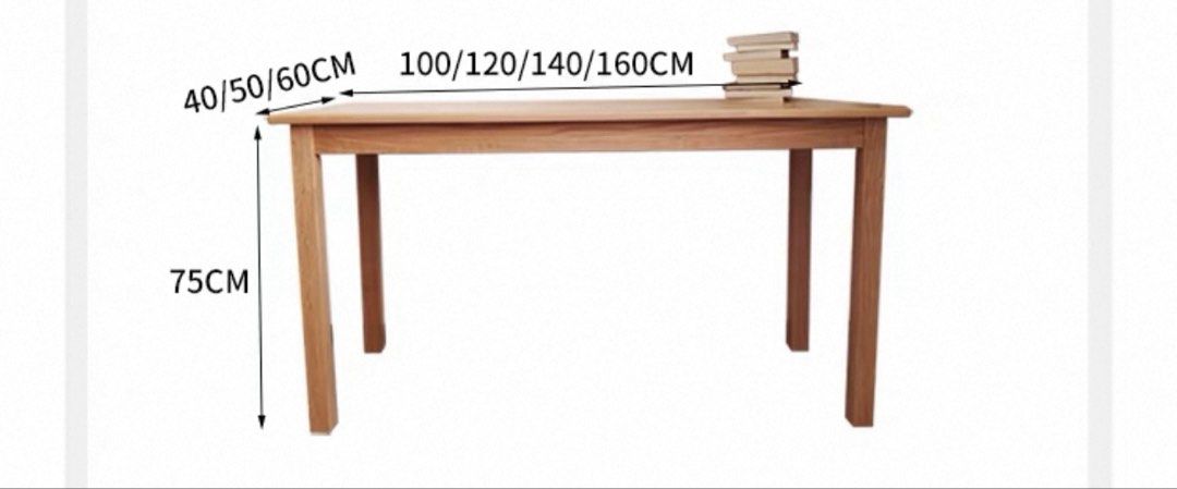 Solid Wood Study Table - Customizable Sizes (Category: Tables & Sets) located in Singapore. Submitted by 135240925336819 (Listing ID 1423617205, Image 1). Description: 100*40*75.