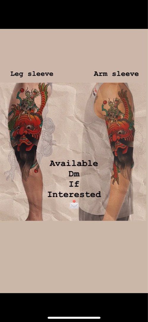 Tattoo Designs (Category: Art & Prints) located in Manila. Submitted by wagnal_tattoo6500 (Listing ID 1423662300, Image 1). Description: Looking for tattoo collectors.. DM if interested ☺️ - Temporary tattoo sleeves - Japanese-inspired designs: dragons, samurai masks, and more - Available in color and outline styles - Message me if interested!.