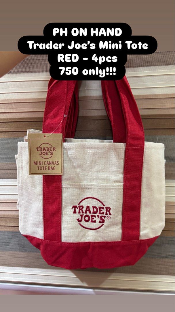 Trader Joe’s Mini Tote - Red (Category: Tote Bags) located in Tarlac. Submitted by declutter_queen_e (Listing ID 1423738055, Image 1). Description: 4pcs avail.