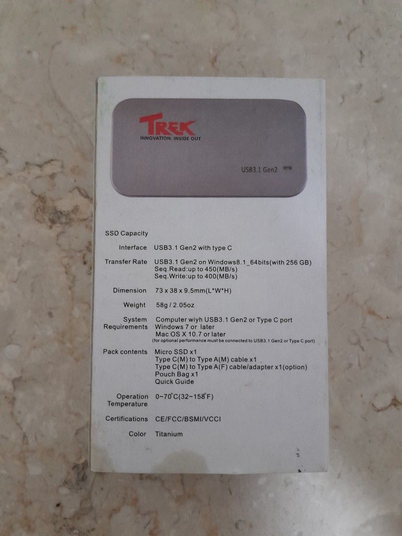 Trek Micro SSD USB 3.1 Gen2 10Gbps470156119963740163