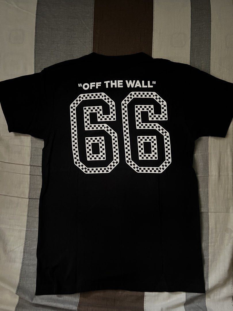 Vans Checkerboard T-shirt - Black (Category: Tshirts & Polo Shirts ) located in Pasig City. Submitted by dawgshow (Listing ID 1423625441, Image 3). Description: - Black Vans t-shirt - Size: Small - Front: Small checkerboard logo - Back: "OFF THE WALL" and "66" in checkerboard design - Rfs: Funds.