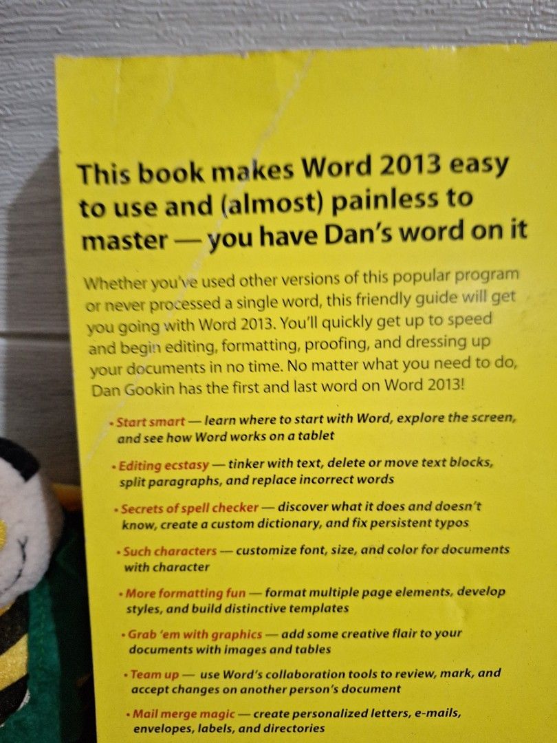 Word 2013 For Dummies (Category: Textbooks) located in Naga. Submitted by bellebargainbox (Listing ID 1423620601, Image 2). Description: - Microsoft Word 2013 Guide - Covers editing, formatting, and proofreading - Learn to create and edit documents - Add graphics and use creative formats - Includes chapters on basic word use, tables, and templates - Features mail merge and image manipulation.