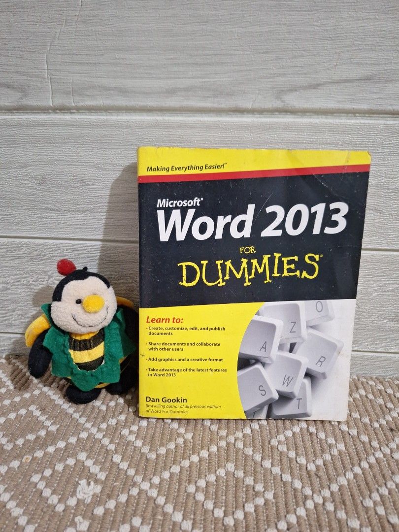 Word 2013 For Dummies (Category: Textbooks) located in Naga. Submitted by bellebargainbox (Listing ID 1423620601, Image 1). Description: - Microsoft Word 2013 Guide - Covers editing, formatting, and proofreading - Learn to create and edit documents - Add graphics and use creative formats - Includes chapters on basic word use, tables, and templates - Features mail merge and image manipulation.