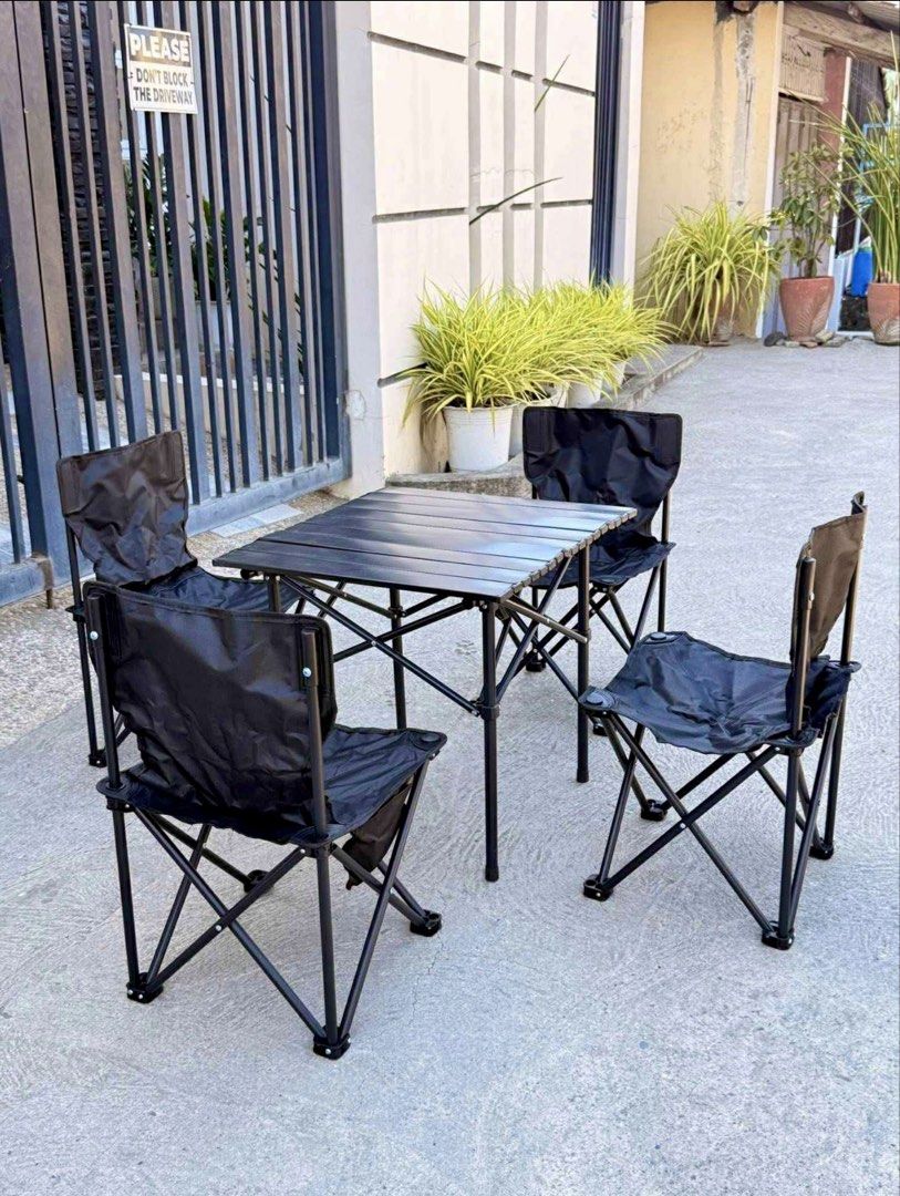 1,599 ONLY ‼️5-PC SET Foldable Camping Table and Chairs (Category: Hiking & Camping) located in Makati City. Submitted by apricooutdoors (Listing ID 1423870022, Image 2). Description: Brand new Take all - 1,599.