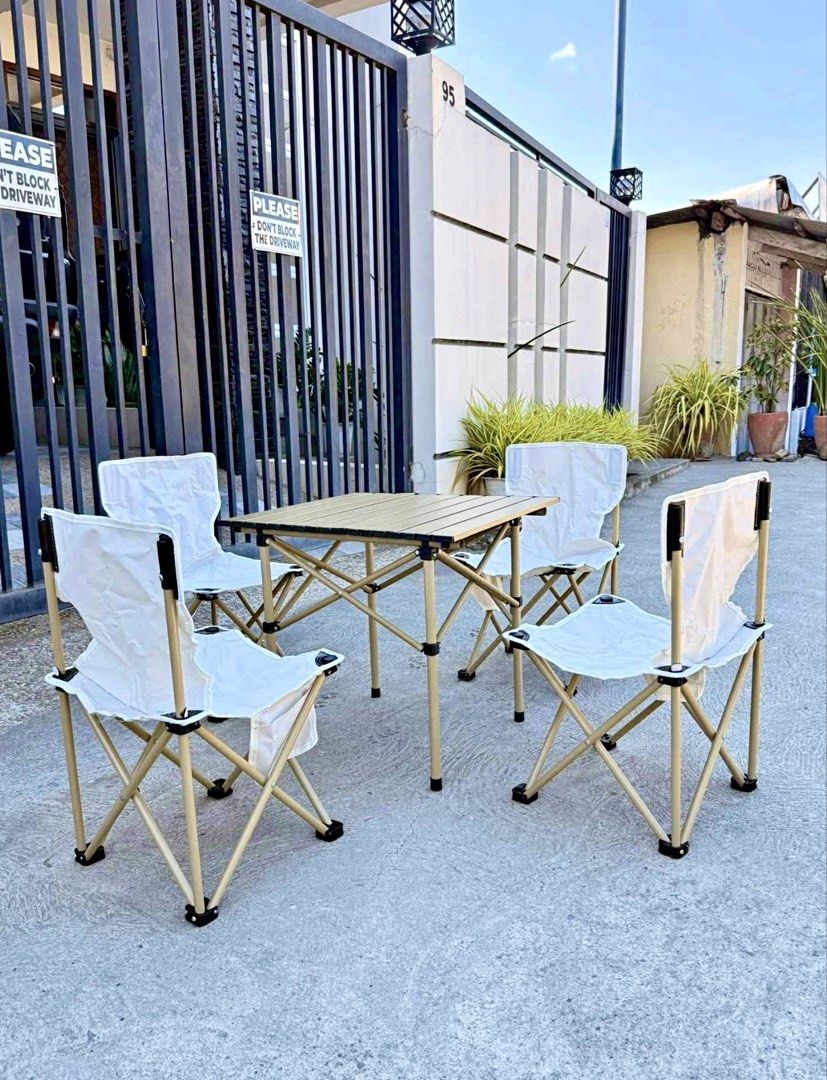 1,599 ONLY ‼️5-PC SET Foldable Camping Table and Chairs (Category: Hiking & Camping) located in Makati City. Submitted by apricooutdoors (Listing ID 1423870022, Image 1). Description: Brand new Take all - 1,599.