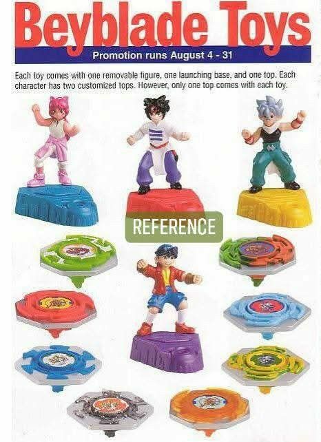2002 Beyblade Spin Champs Burger King Happy Kids Meal Toys (Category: Action & Battle Toys) located in Bulacan. Submitted by fuel-your-happiness (Listing ID 1423911492, Image 1). Description: 👉 3000.00 NO RESERVATION LOCATION: Bulakan 2002 Beyblade Spin Champs Burger King Full set 4/4 Hard to find DELIVERY LBC Express --Branch pick up 100.00 Nationwide --Door to door delivery 165.00 Luzon 180.00 Visayas/Mindanao Lalamove - Buyer will arrange boo