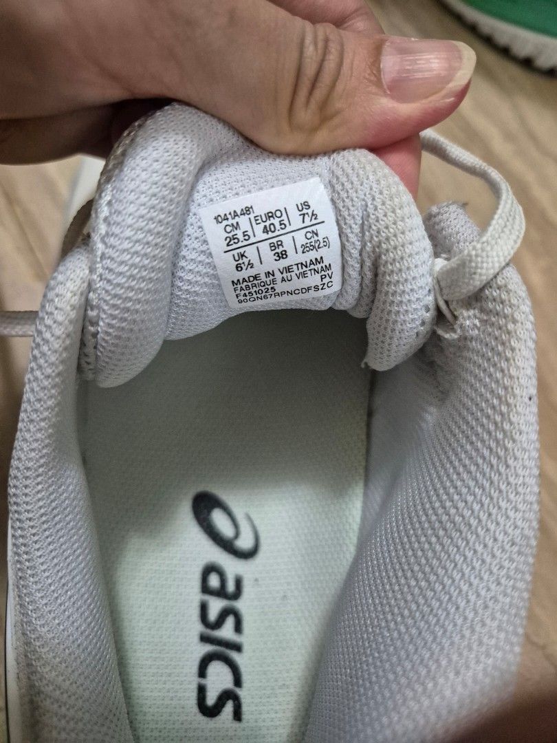 Asics Gel Resolution X Tennis Shoes - Size 7.5 Mens (Category: Sneakers) located in Singapore. Submitted by temp_sell123 (Listing ID 1423905296, Image 3). Description: - Asics Gel-Game 9 tennis shoes - Color: White - Size: US 7.5 mens - Condition: Lightly Used - Bought from Asics store Jan2026.