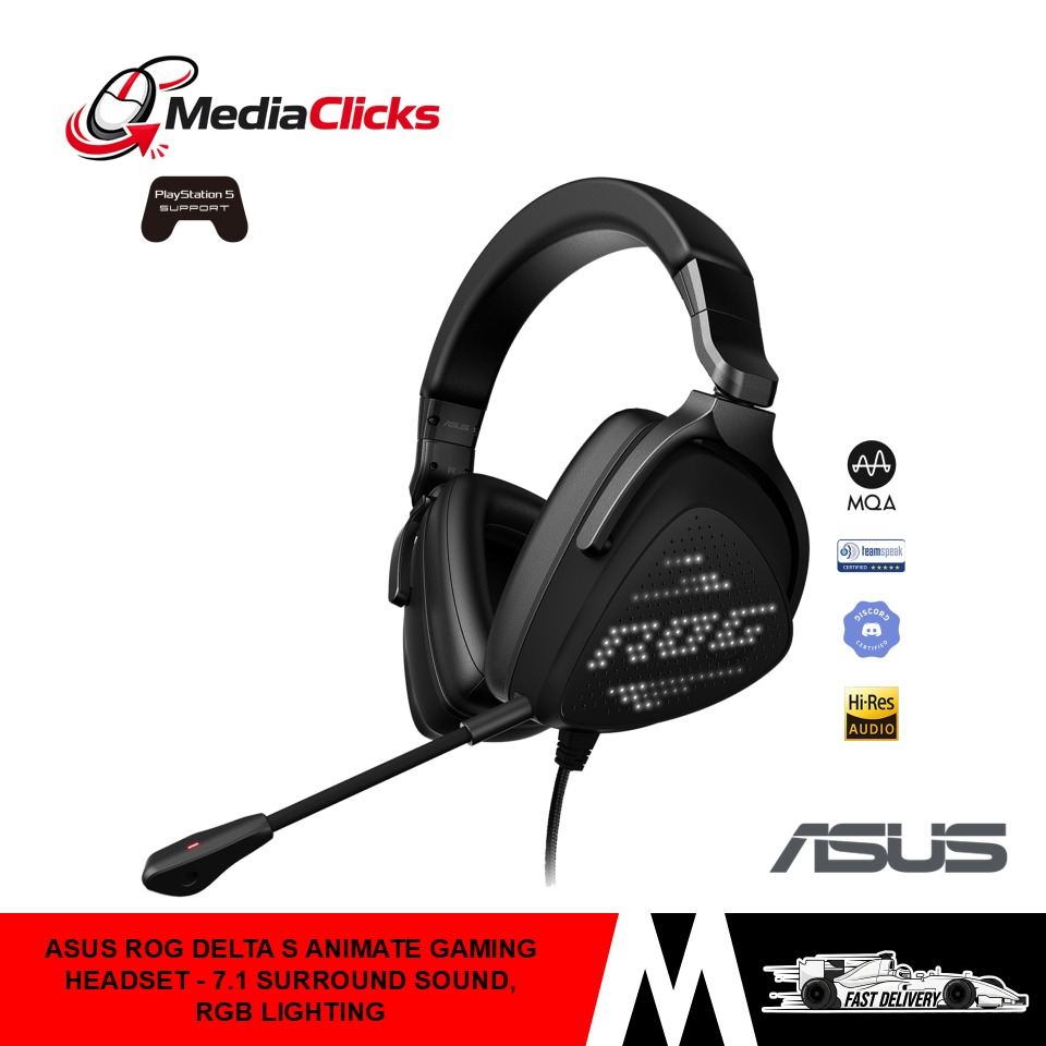 ASUS ROG DELTA S ANIMATE GAMING HEADSET - 7.1 SURROUND SOUND, RGB ...