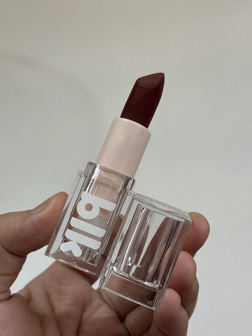 blk Pillow Matte in Tides Lipstick (Category: Makeup) located in Cavite. Submitted by declutterawi (Listing ID 1423809209, Image 1). Description: - blk Cosmetics lipstick in Tides shade - Dark red-brown color - Clear, square tube packaging.