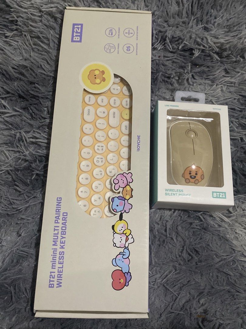 BT21 Mini ShookyWireless Keyboard and Mouse Set (Category: Computer Keyboard) located in Calamba. Submitted by page_areumone1 (Listing ID 1423822911, Image 1). Description: Sold as Set. Price is discounted and fixed Shooky Set Only.