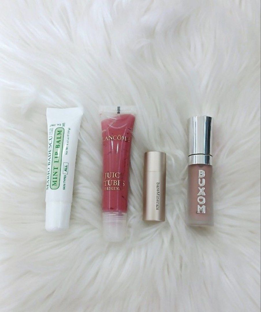Bundle 5 (Category: Makeup) located in San Juan City. Submitted by cashfrancefashioncosmetics_ph (Listing ID 1423799662, Image 1). Description: ‼️THE BEST OF LIPS SET - Buxom Full On Plumping Lip Cream Dolly 2.0ml - Bare Minerals Honesty - Lancome Juicy Tubes Original Tickled Pink 15ml - Mario Badescu Skin Care Mint Lip Balm 10g 📌 Metal5th.
