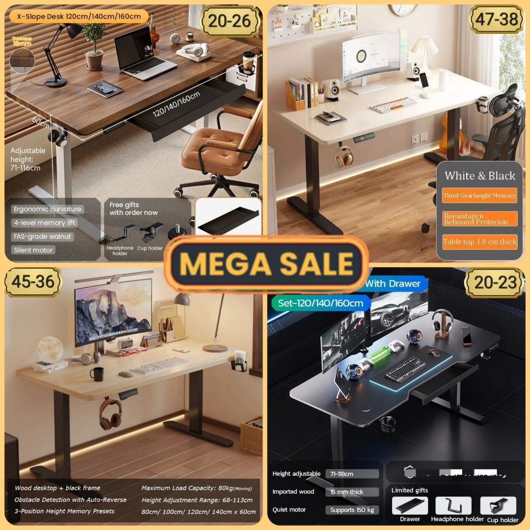 Computer table | Electric adjustable computer table | Adjustable table ...