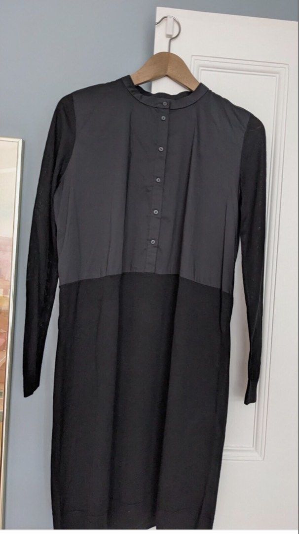 COS Black Long Sleeve Dress small (Category: Dresses) located in Taguig. Submitted by batsybats (Listing ID 1423856571, Image 2). Description: BNWOT: Knitted (100% wool) and Cotton Shirt dress from COS: Size: EXTRA SMALL: (but would fit small frames) Colour: BLACK Long sleeves Front button fastening The dress has 2 parts...woven part and knitted part. See the label last photo Photos are part of the description - zoom in and take a closer look ple