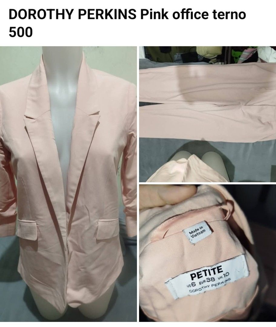 Dorothy Perkins Pink Office Terno (Category: Sets or Coordinates) located in Pateros City. Submitted by eveeeshop (Listing ID 1423838172, Image 1). Description: - Dorothy Perkins pink office terno - Includes blazer and pants - Blazer features pockets - m-l - Size: UK 10, EUR 38, US 6 - Made in Vietnam - Color: Pink.