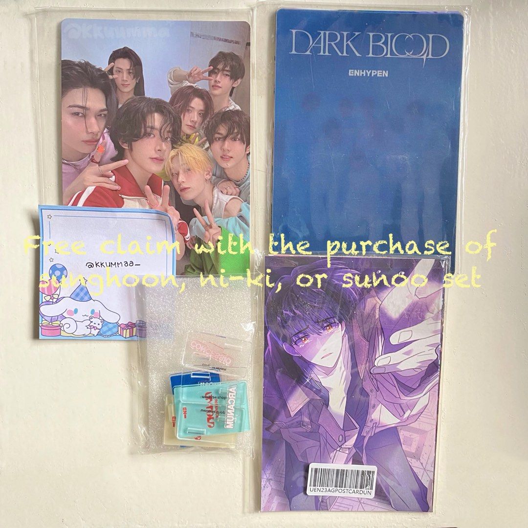 Enhypen Sunghoon Photocard Set (Category: K-Wave Merchandise) located in Cavite. Submitted by kkuumma (Listing ID 1423903968, Image 2). Description: Enhypen Sunghoon Set 🧺 - Mint Condition - Own pulls - Onhand -Can Host a hatian Twt : @Kkuumaa_ Mop : Gcash Mod : Lalamove, J&T Loc : Bacoor, cavite.