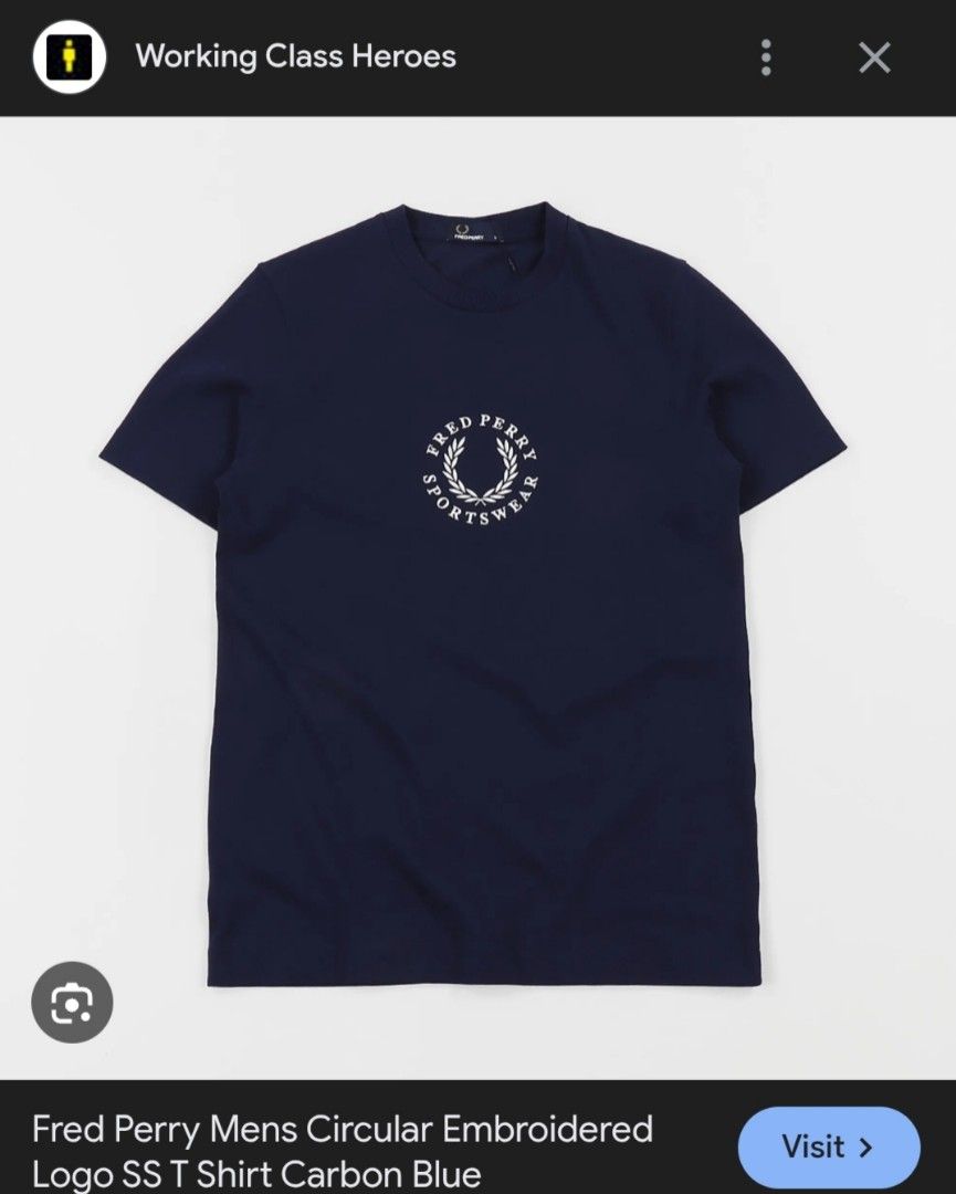 FRED PERRY | Men's Circular Embroidered Logo Shirt (Category: Tshirts & Polo Shirts ) located in Cebu City. Submitted by denimholic (Listing ID 1423795052, Image 3). Description: 🔖FRED PERRY Preloved Men's Tshirt ▫️Embroidered Logo, Navy Blue ▫️MEDIUM on tag, Loose Box Fit ▫️9.0 | 10 very good condition **color may varies (pic taken natural light).