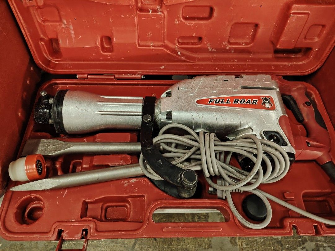 Full Boar Demolition Hammer w/ Case (Category: Medical Supplies & Tools) located in Manila. Submitted by riley1205 (Listing ID 1423837049, Image 2). Description: - Full Boar Demolition Hammer with Case - w/ Accessories - 1500Watts - Used But Good Condition - Model :FBT - 1200 - Call or Text 09757387803 .