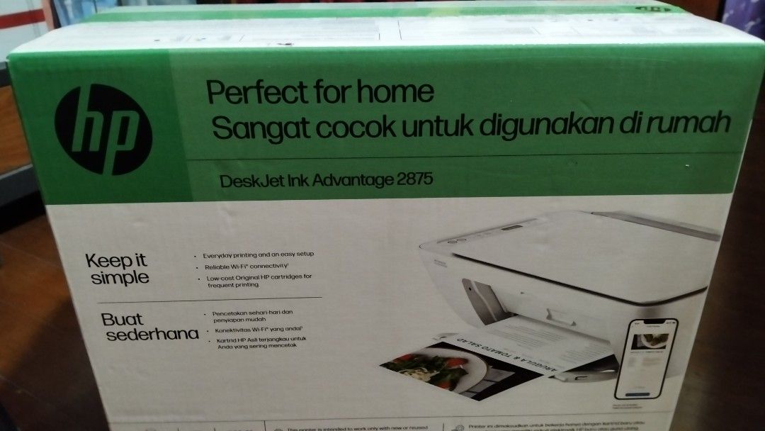 HP DeskJet Ink Advantage 2875 Printer-Sealed (Category: Printers, Scanners & Copiers) located in Marikina City. Submitted by morningsunrays (Listing ID 1423880948, Image 3). Description: Brand-new....Negotiable MOP GCash Thru lalamove or JRS.