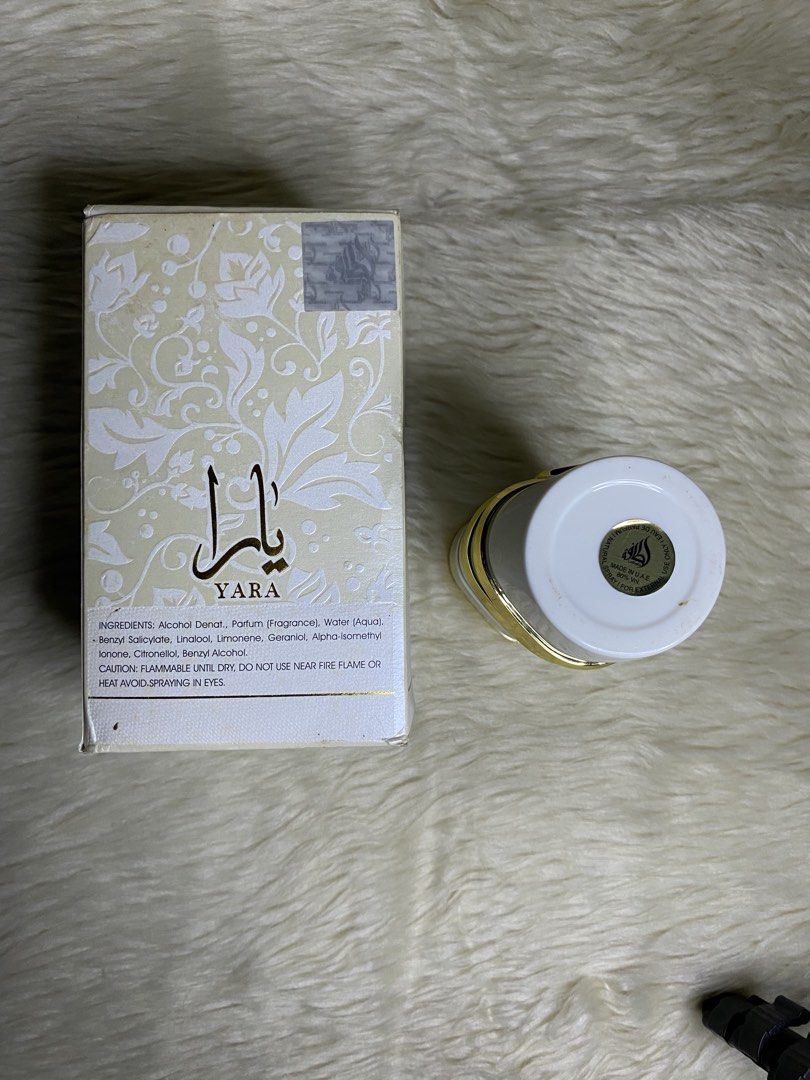Lattafa Yara Moi Eau de Parfum 100ml (Bottle only) (Category: Fragrance & Deodorants) located in Caloocan City. Submitted by declutterbycha (Listing ID 1423890475, Image 2). Description: -perfume bottle only with box -for display purpose only 💰MODE OF PAYMENT: Uniobank, Maribank, Gotyme, Gcash 📦MODE OF DELIVERY: LBC Express, J & T Express, Grab, Lalamove .