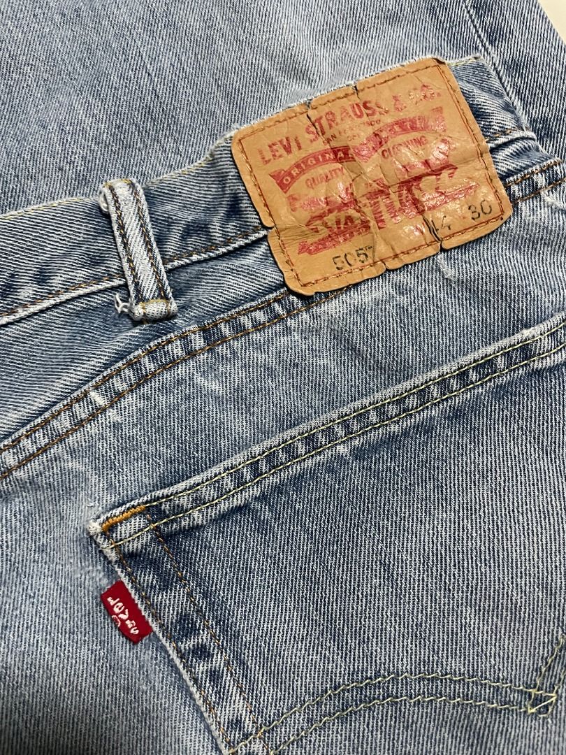 Levi's 505 Small-e double sided red tab Light Wash 44 x 30 (Category: Jeans) located in Silang. Submitted by pau_sober (Listing ID 1423882589, Image 2). Description: Levi's 505 Small-e double sided red tab Light Wash Regular fit 44 (waist) x 30 (inseam) inches 14 inch thigh 15 inch rise Great condition 8/10 issue: small tear sa crotch area 700 + shipping.