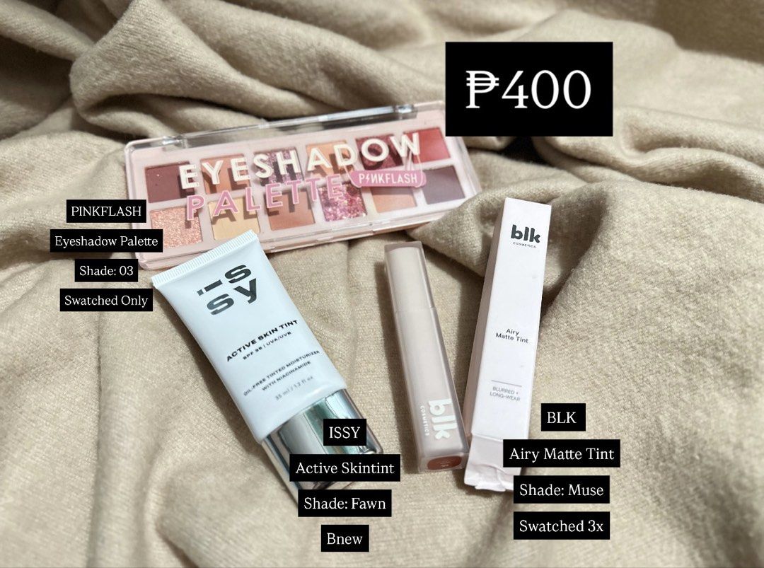 Makeup Bundle (Issy, pinkflash, BLK) (Category: Makeup) located in Manila. Submitted by bejewelled10638 (Listing ID 1423814837, Image 1). Description: Description is already in the photo Loc: Sampaloc,Manila MOD: J&T/Lalamove.