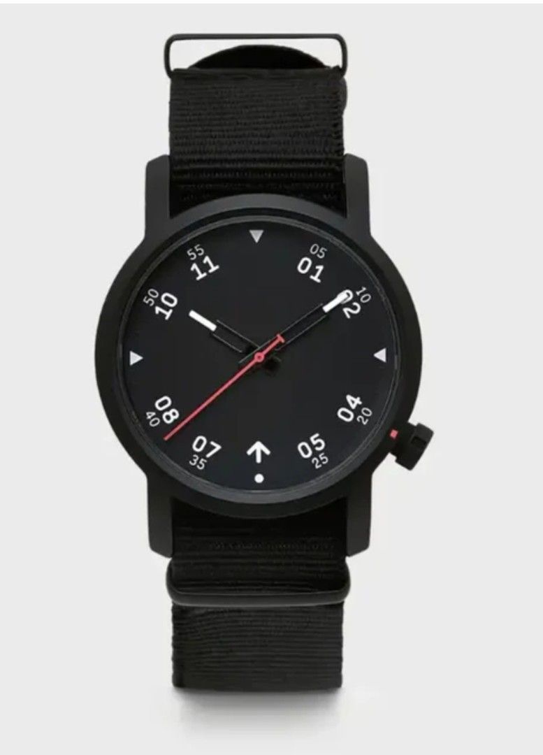 Minimalist Black Watch (Category: Men's Watches) located in San Mateo. Submitted by joryee (Listing ID 1423841413, Image 2). Description: -Brandnew item -Comes with original box and user manual - Black minimalist watch - Black dial with white hour markers - Red second hand - Black nylon strap - Designed in London.