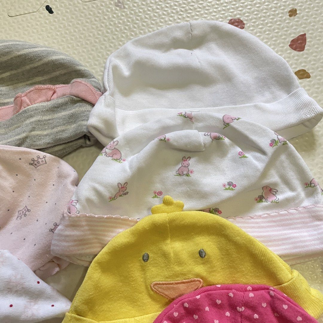 Newborn Baby Cap/ Hat / Beanie (Per Piece) (Category: Babies & Kids Fashion) located in Las Pinas. Submitted by __iwn (Listing ID 1423845888, Image 3). Description: Selling per piece at Php 35; Get all remaining 4 at Php110 The ones encircled in BLUE are AVAILABLE Rfs: Outgrown - Sizes: Newborn to 3-6 months. - Brands includes Carter's. - Keeps your baby warm and stylish! Loc: Las Pinas SF c/o buyer Payment prior delivery.