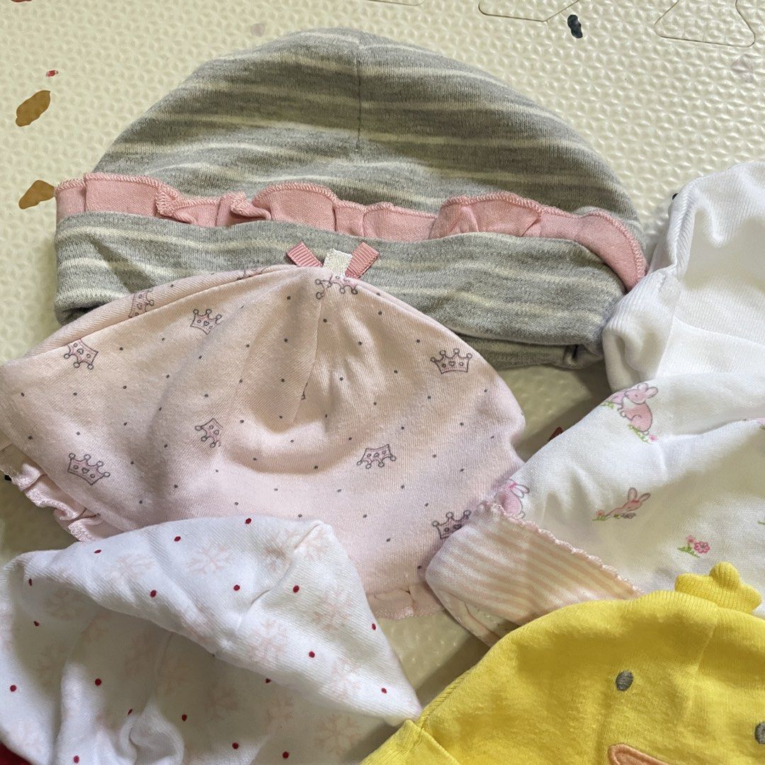 Newborn Baby Cap/ Hat / Beanie (Per Piece) (Category: Babies & Kids Fashion) located in Las Pinas. Submitted by __iwn (Listing ID 1423845888, Image 2). Description: Selling per piece at Php 35; Get all remaining 4 at Php110 The ones encircled in BLUE are AVAILABLE Rfs: Outgrown - Sizes: Newborn to 3-6 months. - Brands includes Carter's. - Keeps your baby warm and stylish! Loc: Las Pinas SF c/o buyer Payment prior delivery.