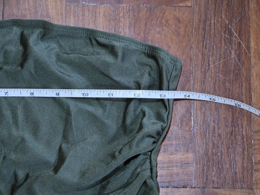 Olive Green Tube Top Peplum (Category: Sleeveless) located in Manila. Submitted by luvpeachkachu (Listing ID 1423831374, Image 3). Description: - no tags - suggest fits medium or small frames - up to 32 bust(?) - slightly stretchy .