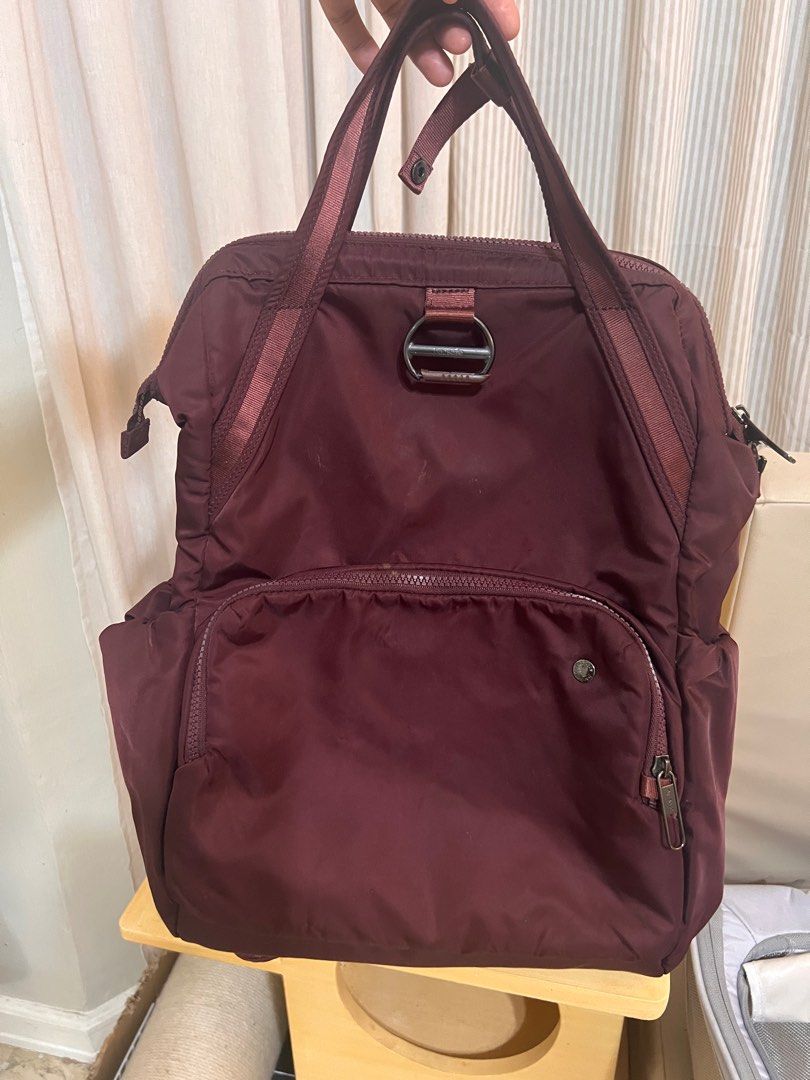 Pacsafe Citysafe CX Anti-Theft Backpack (Category: Backpacks) located in Taguig. Submitted by studio26 (Listing ID 1423852022, Image 1). Description: PLEASE READ THE ENTIRE POST TO SEE ANSWERS TO COMMON QUESTIONS Pacsafe Citysafe CX Anti-Theft Backpack Large Merlot Flaws: Minor signs of wear i.e. light stain at the front, hardly noticeable LOCATION Antipolo / Taguig PAYMENT Cashless payment only. GCash or BPI. DELIVERY To be arranged and shoulder