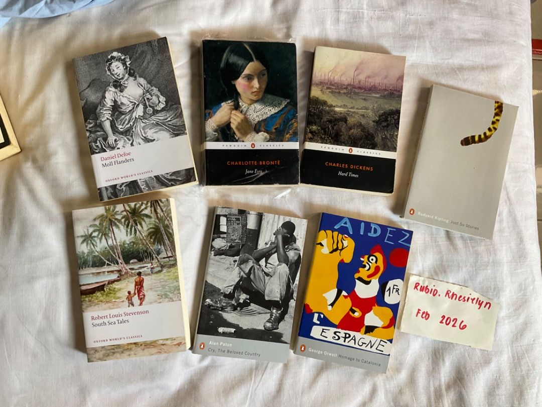 Penguin Classics, Oxford, Modern Classic Books Collection (Category: Storybooks) located in Bulacan. Submitted by oohceline (Listing ID 1423847397, Image 1). Description: DECLUTTERING SALE: SOLD AS SET - 1900 Collection of Penguin Classics books. Titles include "North and South", "Jane Eyre", "Hard Times", "South Sea Tales", "The Painted Veil", "Aidez Espagne", and "The Painted Veil". Perfect for book lovers and collectors..