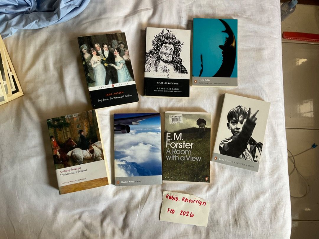 Penguin Classics, Oxford, Modern Classic Books Collection (Category: Storybooks) located in Bulacan. Submitted by oohceline (Listing ID 1423847717, Image 1). Description: DECLUTTERING SALE SOLD AS SET - 1900 Penguin Classics collection. - Titles: - "Lady Susan, The Watsons and Sanditon" by Jane Austen - "A Christmas Carol" by Charles Dickens - "A Room with a View" by E.M. Forster - "The American" by Henry James - And others. - Paperback format. -