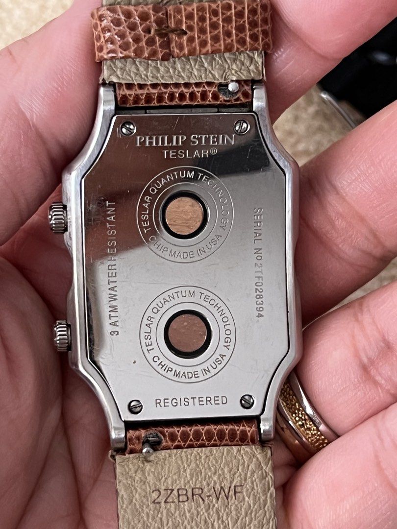 Philip Stein Teslar Watch (Category: Luxury Watches) located in Quezon City. Submitted by kdiv_ (Listing ID 1423877967, Image 3). Description: Personal Preloved | Guaranteed Authentic Teslar Quantum Technology Dual Time Serial No. 2TF028394 Watch only + 2 original Philip Stein replacement straps (White and Black) + 1 Asprey textured strap (Green) RFS: No longer being used, decluttering MOP: BDO/GCash Shipping fee to be shouldered by the buyer.