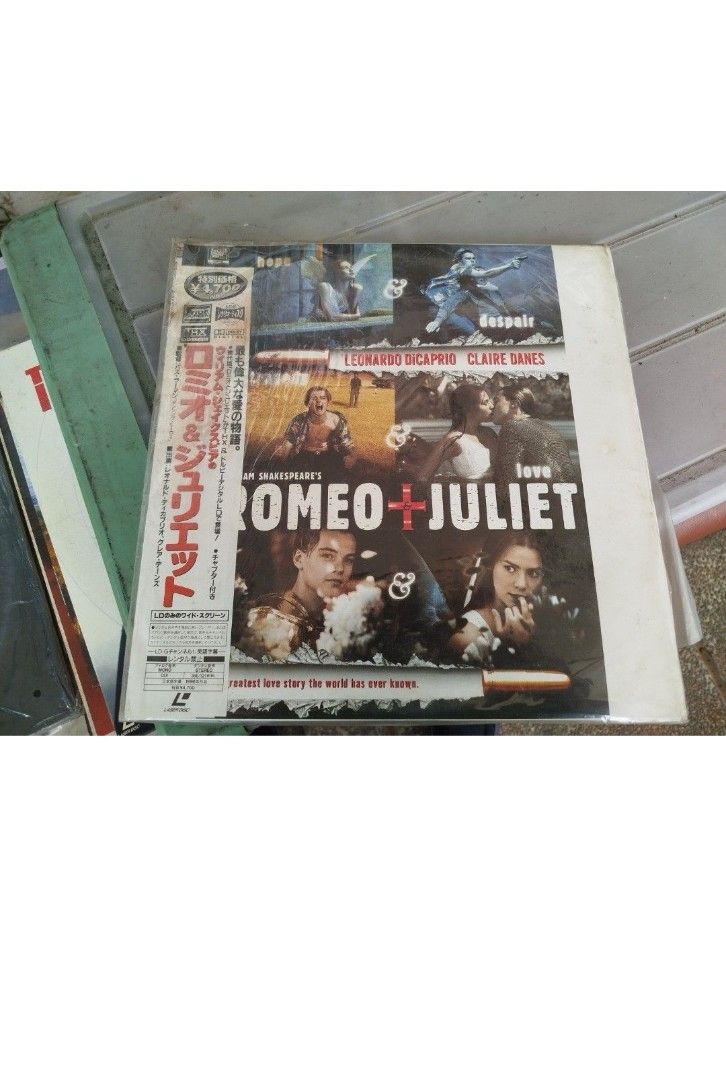 Romeo + Juliet laserdisc (Category: Vinyls) located in Caloocan City. Submitted by toys_r_here (Listing ID 1423876366, Image 1). Description: - Original Romeo + Juliet soundtrack vinyl record - Still sealed in original packaging - Features Leonardo DiCaprio and Claire Danes - Includes Japanese text on packaging - Great for movie and vinyl collectors.