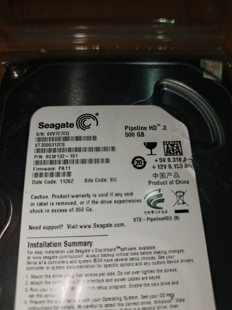 SEAGATE SATA 500 GB DESKTOP HDD (Category: Hard Disks & Thumbdrives) located in Pateros City. Submitted by chooeyble (Listing ID 1423902817, Image 2). Description: SEAGATE 500 GB SATA DESKTOP HDD - CAPACITY: 500 GB GOOD WORKING CONDITION FOR INQUIRIES: 09101653177.