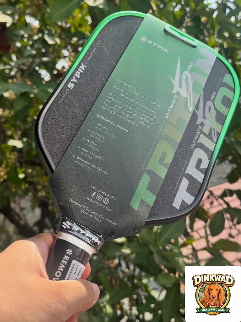 Sypik Triton 5 Matcha Glow (Category: Racket and Ball Sports) located in Santo Tomas. Submitted by umbroleda79568 (Listing ID 1423797920, Image 3). Description: Matcha Green 🍵 Soft touch. Explosive drives. On hand. Go. Send us a dm. Comes with complimentary PPF edge guard, overgrip, and paddle cover.