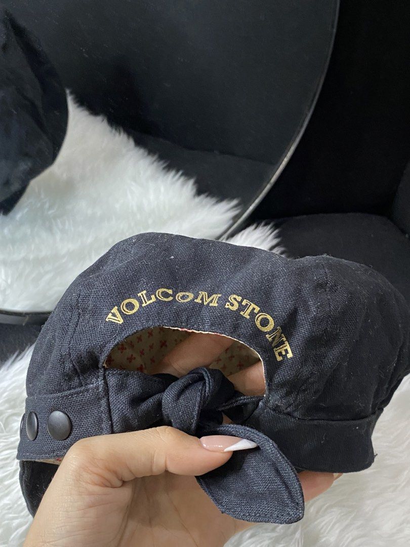 Volcom Cadet style cap (Category: Caps & Hats) located in Angeles City. Submitted by beracahstitchesxwears (Listing ID 1423896915, Image 3). Description: Based on the visual details and logo, this is a Volcom black hunting or cadet-style cap. The hat features a prominent gold-colored Volcom Stone logo embroidered on the side, a hallmark of the brand.