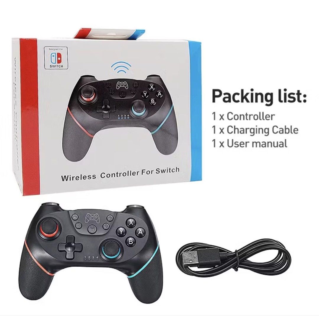Wireless Controller for Switch (Category: Controllers) located in Singapore. Submitted by vrzzq (Listing ID 1423858654, Image 3). Description: - Brand new wireless controller for Nintendo Switch - Wireless connection - Turbo function - Dual shock - 6-axis somatosensory - Includes charging FREE SHIPPING‼️.