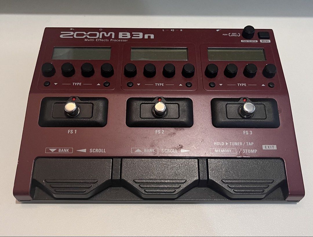 Zoom B3n Multi-Effects Processor (Category: Other Audio Equipment) located in Kuala Lumpur. Submitted by ilmanazlin1121 (Listing ID 1423860950, Image 1). Description: Pedal Type:Bass Multi-FX Number of Effects:67 DSP effects Effects Types:OverdriveDistortionModulationDelayReverbDynamicsFilters Amp Modeling:5 amp emulators5 cabinet emulators Looper:80 seconds Inputs:1 x 1/4 (instrument)1 x 1/8 (aux in)1 x 1/4 (control pedal) Outputs:2 x 1/4 (main 