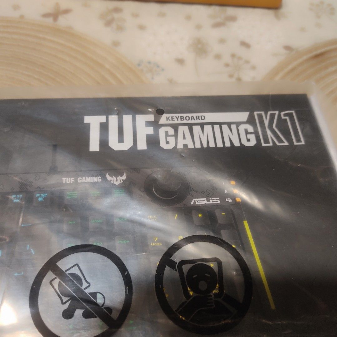 ASUS TUF Gaming K1 Keyboard (Category: Computer Keyboard) located in Antipolo. Submitted by angelantipz (Listing ID 1419483969, Image 1). Description: - ASUS TUF Gaming K1 keyboard - Black color - RGB lighting - Brand new, in original packaging - Designed for gaming slightly negotiable .