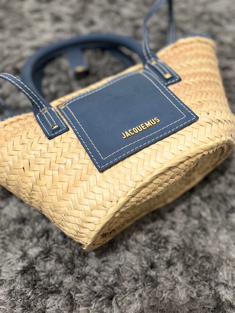 Authentic Jacquemus Le Petit Panier Soli basket bag (Category: Luxury Bags & Wallets) located in Davao. Submitted by jafffff (Listing ID 1419577430, Image 3). Description: Authentic Jacquemus Le Petit Panier Soli basket bag in a natural palm and dark navy nubuck leather With dustbag.