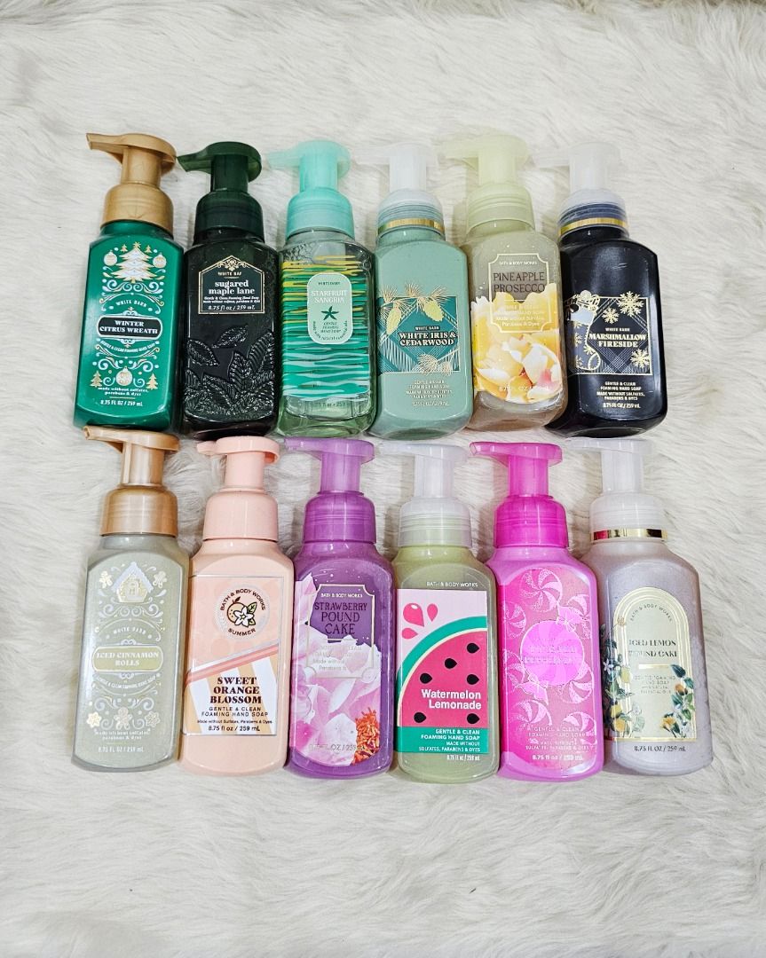 BATH & BODY WORKS GENTLE & CLEAN FOAMING HAND SOAP (Category: Hands & Nails) located in Quezon City. Submitted by trinityboutique (Listing ID 1419476522, Image 1). Description: BATH & BODY WORKS GENTLE & CLEAN FOAMING HAND SOAP - ₱350.00 EACH DETAILS: - Purchased in the USA - BRAND NEW! Never been opened. AVAILABLE ✅CHASING DAYDREAMS ✅COOKIE BUTTER TRUFFLE ✅FIREFLY FOREST ✅FRESH CUT LILACS ✅ICED CINNAMON ROLLS ✅ICED LEMON POUNDCAKE ✅MARSHMALLOW F