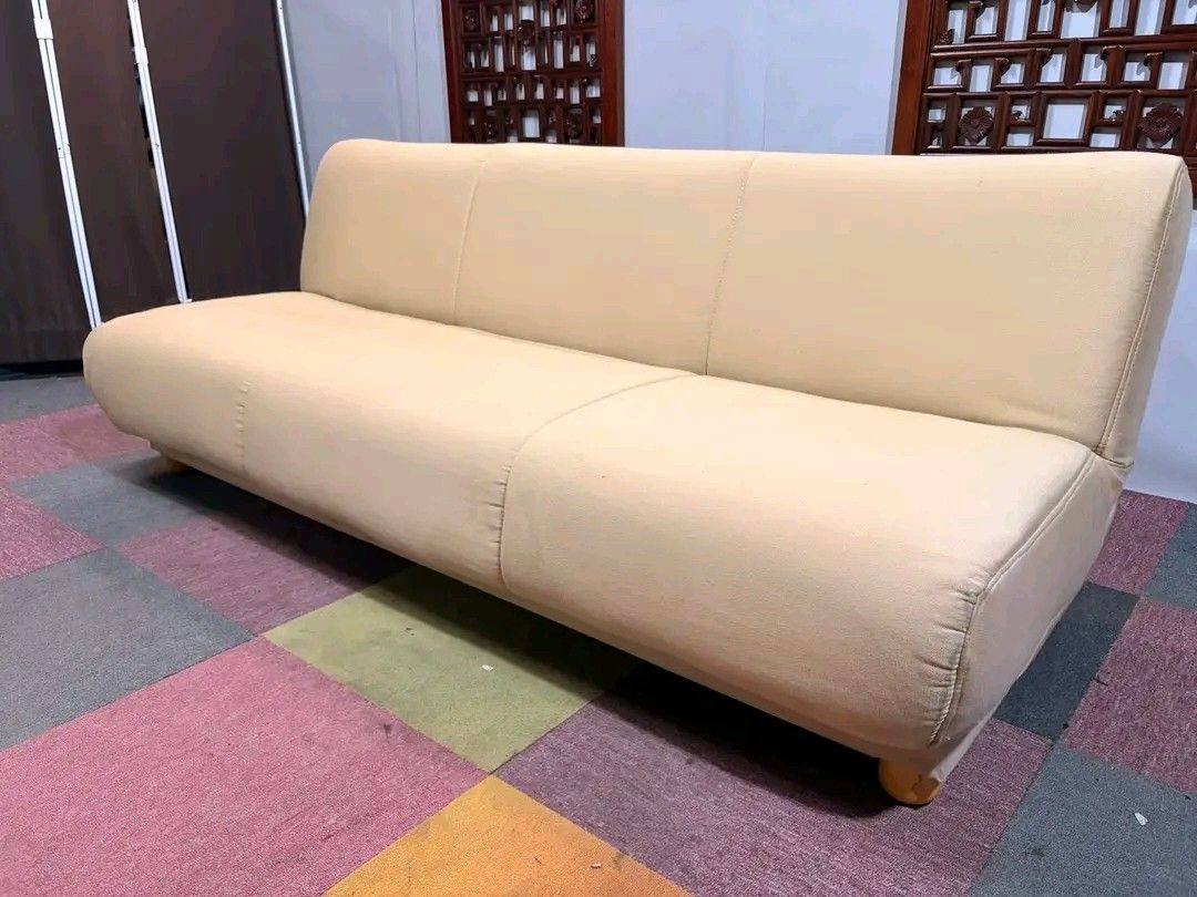 Beige Sofa Bed with Storage (Category: Sofas) located in Valenzuela. Submitted by princeraya55649 (Listing ID 1419488843, Image 3). Description: AESTHETIC Design Modern SofaBed with Storage 4-Seater Sofa, SUPER COMFY!!! ANGGANDA!!! Colorway : Naggen Beige, Super Soft Fabric NO ISSUES!!! NO ISSUES!!! Price : 16500 *VIDEO ON COMMENT Sofa mode 73L x 32W x 15H seat height inches Sandalan height 28 inches Bed mode 40 x 73 inches In VERY good condition