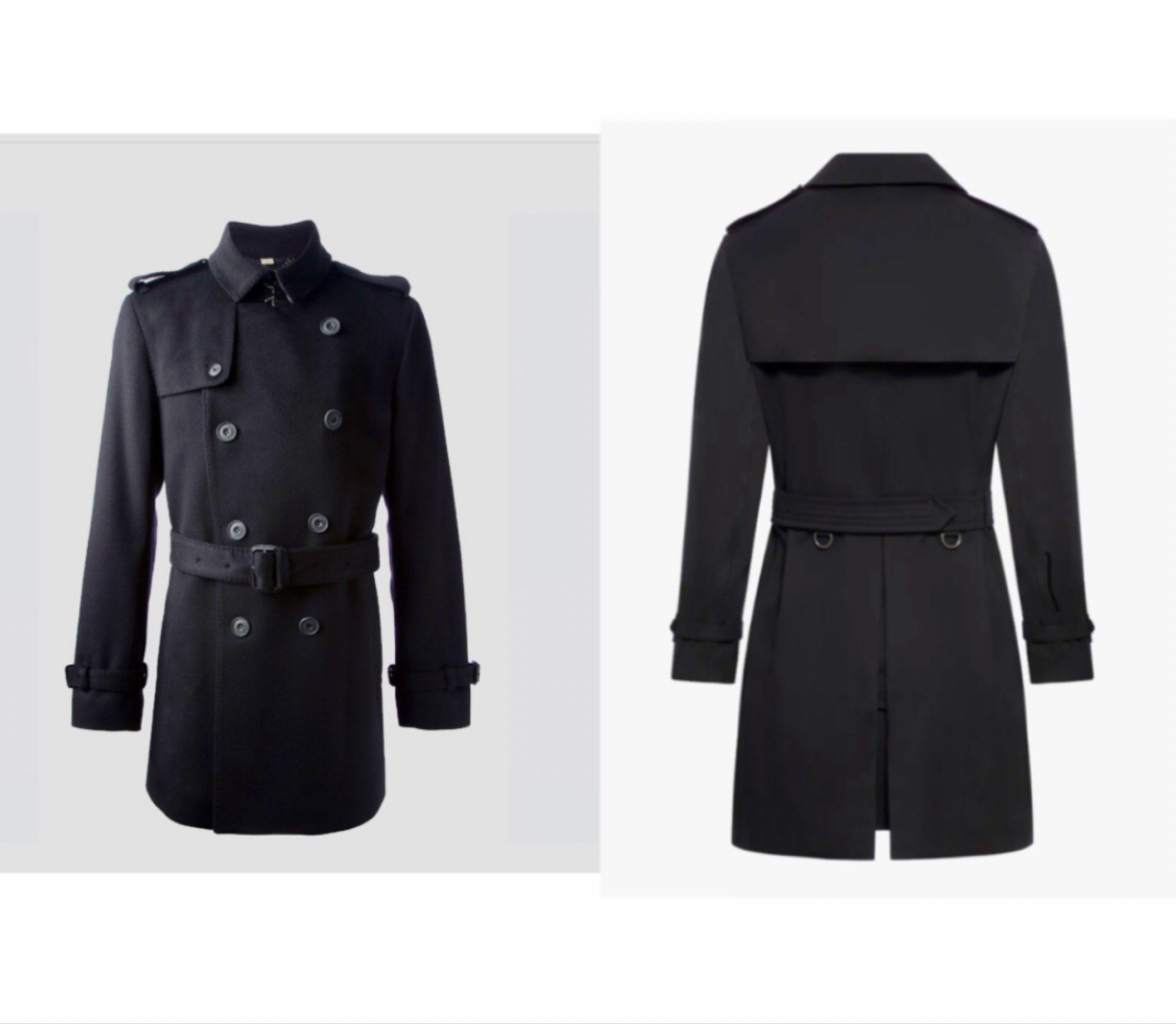 Burberry London Trench Coat (Category: Coats, Jackets and Outerwear) located in Makati City. Submitted by ilaw72 (Listing ID 1419411041, Image 1). Description: MADE IN ENGLAND •Authentic Burberry London trench coat •Elegant black color •Cotton •Twill weave •Storm flap •Classic collar •Double-breasted style button fastening •Detachable waist belt •Belt loops •Epaulettes •Long sleeves •Belted cuffs •Two front button-fastening jetted pockets •Button