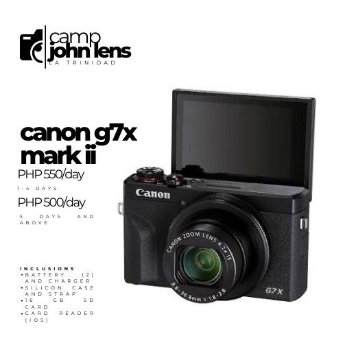 canon g7x mark ii (Category: Cameras) located in Manila. Submitted by carlllle (Listing ID 1419492904, Image 1). Description: 📸 Canon G7X for Rent 📆 February & March available! 📍 Sampaloc, Manila 📩 DM me @charlweyss on IG to reserve!.