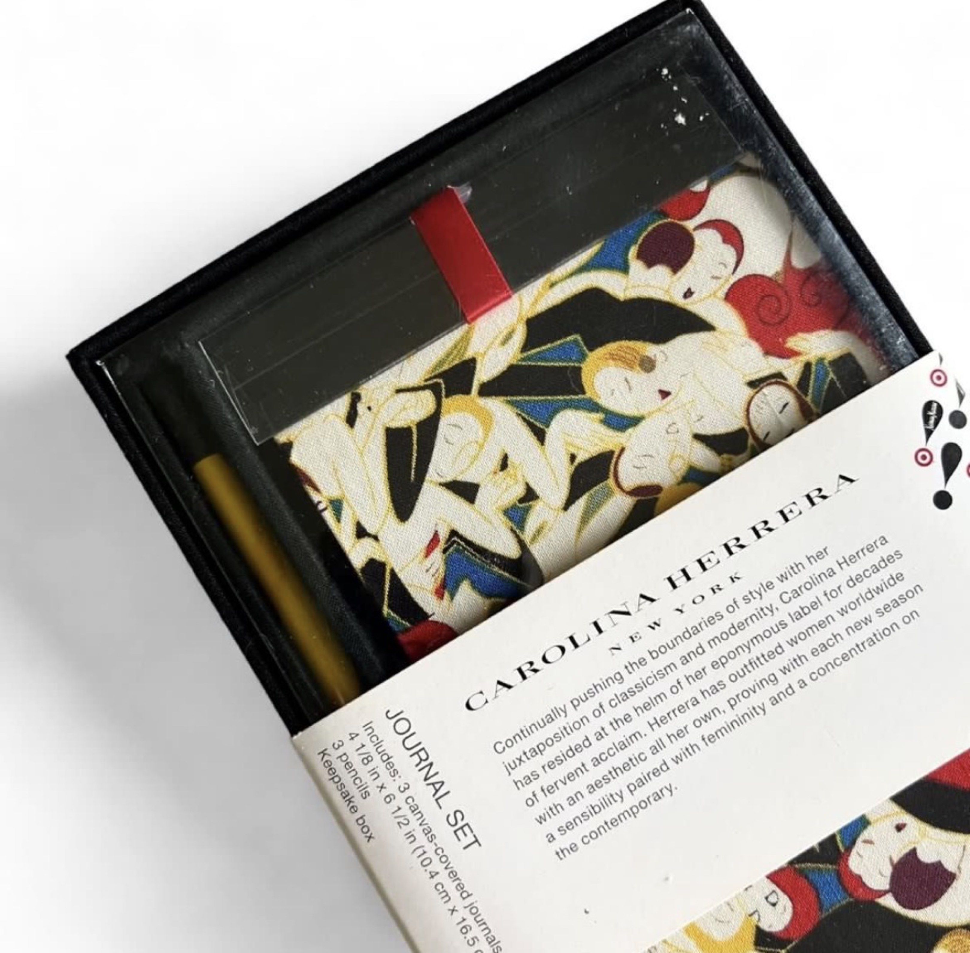 CAROLINA HERRERA Journal Set (Category: Stationery & School Supplies) located in Davao. Submitted by allthisandmore (Listing ID 1419440201, Image 2). Description: Includes: 3 canvas covered journals 4 1/8 in x 1/2 in each | 3 pencils | Keepsake Box .