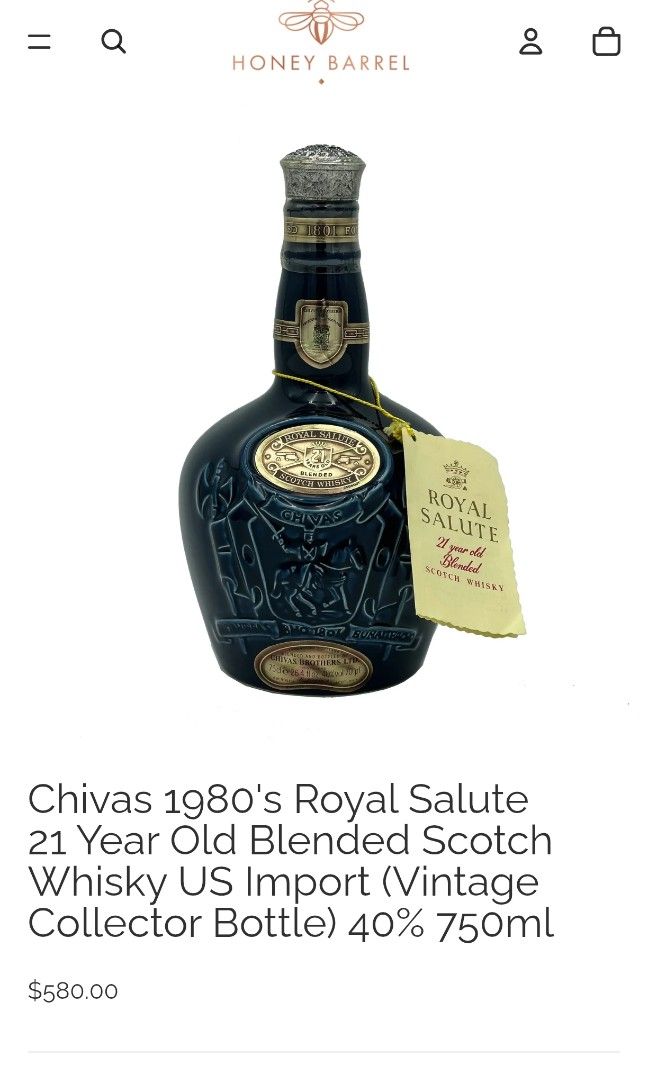 Chivas Regal 18 Year Old Scotch Whisky (Category: Beverages) located in Muntinlupa City. Submitted by Joseph42 (Listing ID 1419528811, Image 2). Description: Chivas regal royal salute 21 years whiskey, 1980's collectors item. Vintage .