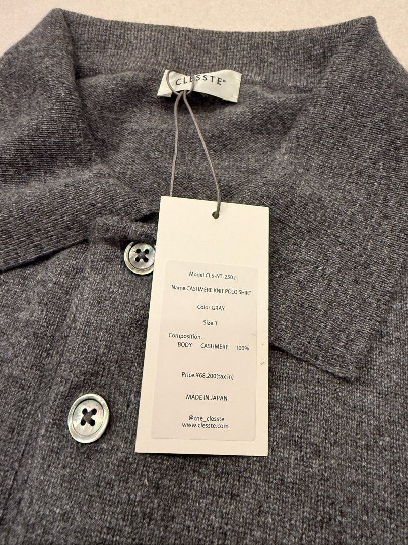Clesste cashmere knit polo shirt, 男裝, 上身及套裝, T-shirt、恤衫